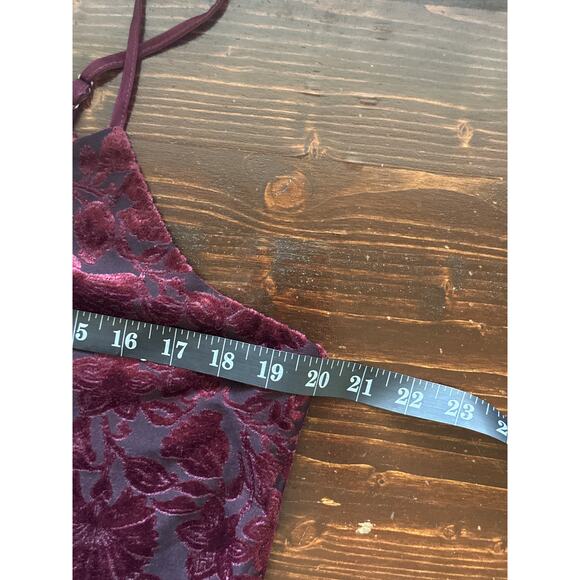 Velvet Burnout Eyeshadow Slip Dress L Burgundy Wine Whimsigoth Witchy Dark Fairy - Picture 10 of 12